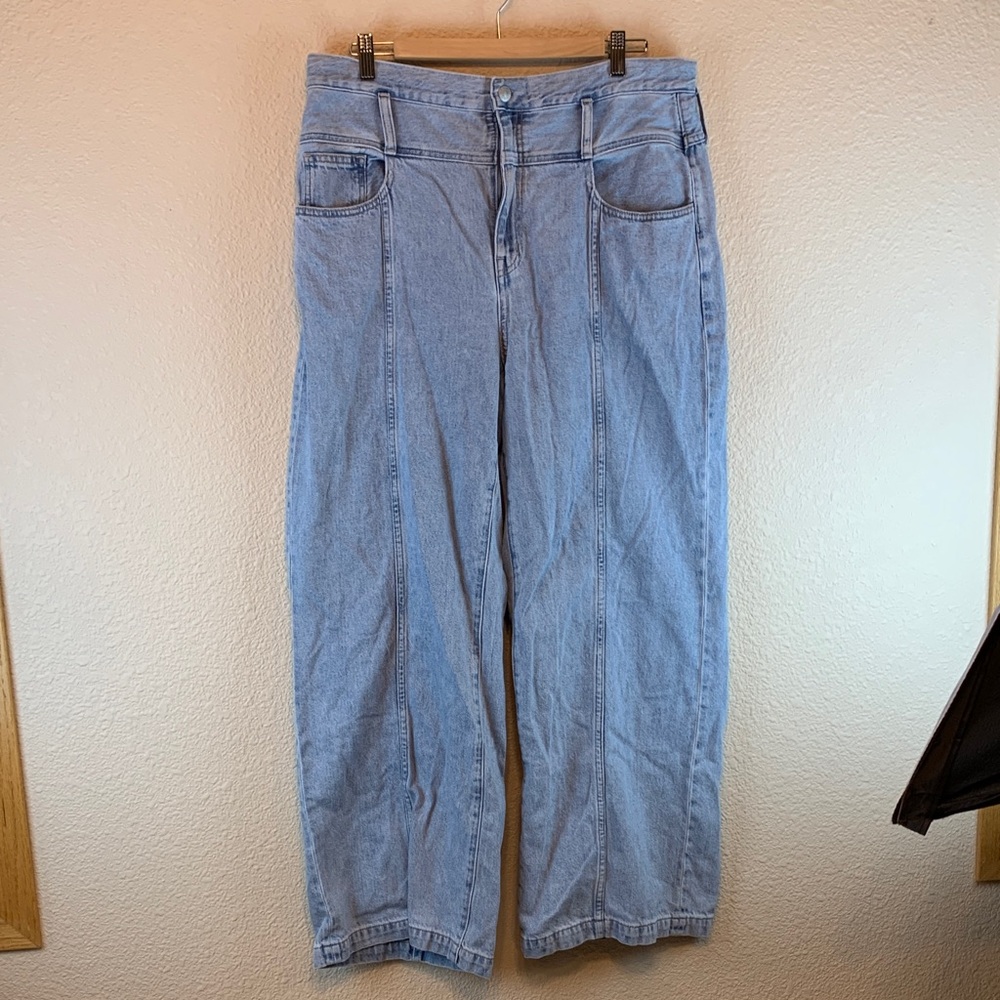Madewell Light wash belted baggy jeans sz 32 wide leg causual *missing belt